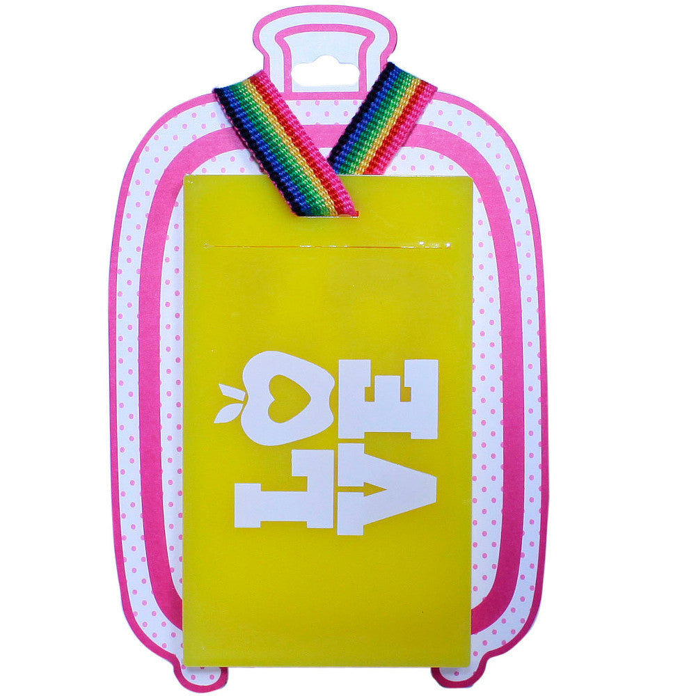 Luggage Tags Yellow pink and white